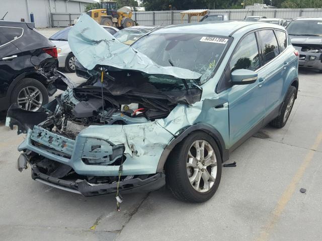 1FMCU0HX0DUB54110 - 2013 FORD ESCAPE SEL TEAL photo 2