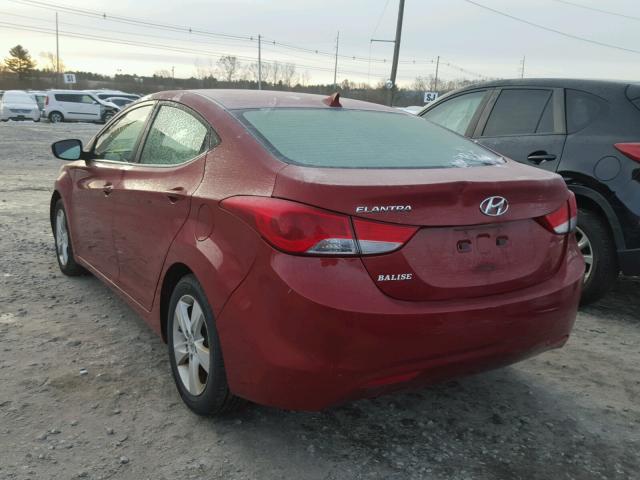 KMHDH4AE8BU148612 - 2011 HYUNDAI ELANTRA GL RED photo 3