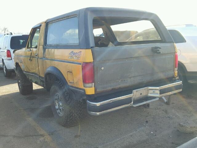 1FMEU15H0LLA71907 - 1990 FORD BRONCO U10 YELLOW photo 3