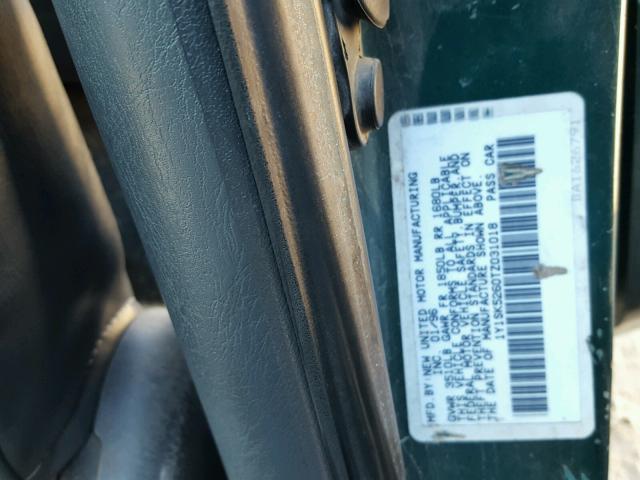 1Y1SK5260TZ031018 - 1996 GEO PRIZM BASE მწვანე ფოტო 10