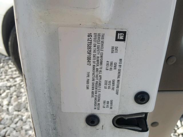 1G1ZT52875F108417 - 2005 CHEVROLET MALIBU LS 白色 照片 10