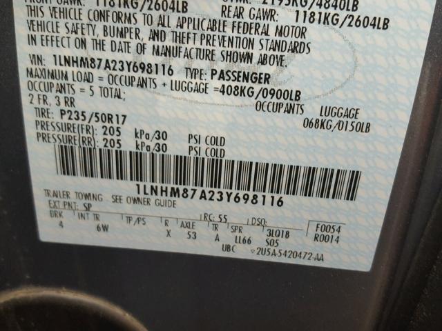 1LNHM87A23Y698116 - 2003 LINCOLN LS BLUE photo 10