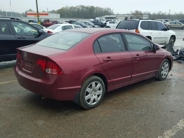 1HGFA16508L108601 - 2008 HONDA CIVIC LX RED photo 4