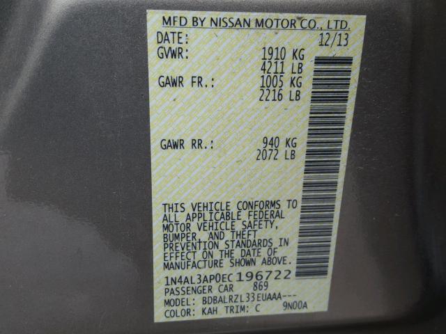 1N4AL3AP0EC196722 - 2014 NISSAN ALTIMA 2.5 TAN photo 10