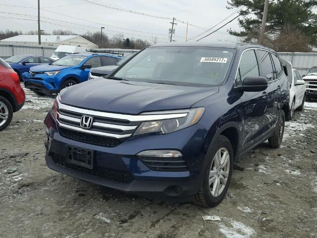 5FNYF6H1XGB112589 - 2016 HONDA PILOT LX BLUE photo 2