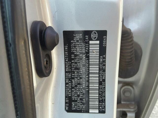 4T1BF1FK1CU056561 - 2012 TOYOTA CAMRY BASE SILVER photo 10