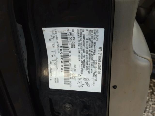 1FAFP34N95W115669 - 2005 FORD FOCUS ZX4 BLACK photo 10