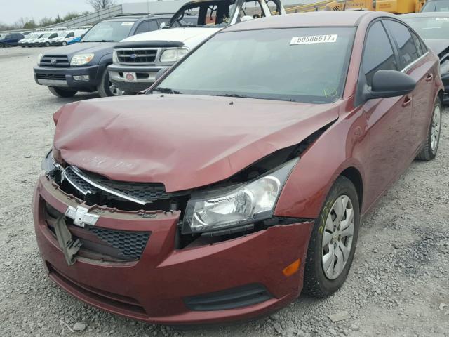 1G1PC5SH2C7313349 - 2012 CHEVROLET CRUZE LS MAROON photo 2