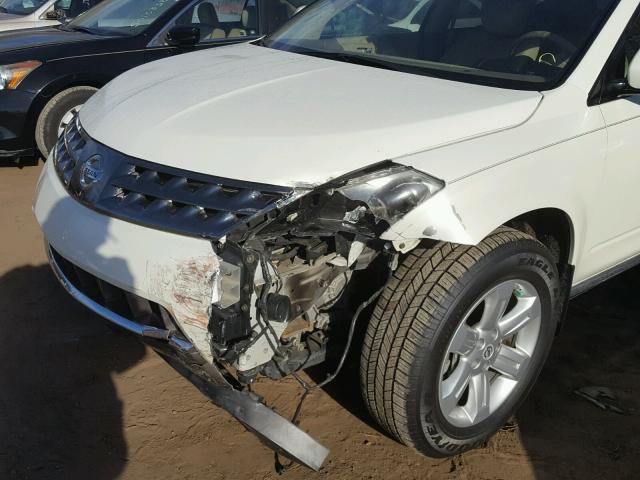 JN8AZ08TX7W504480 - 2007 NISSAN MURANO SL WHITE photo 9