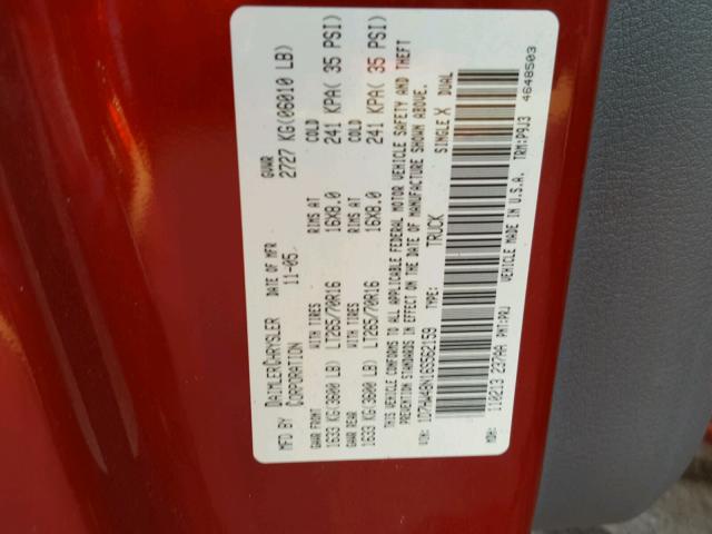 1D7HW48N16S562159 - 2006 DODGE DAKOTA QUA RED photo 10