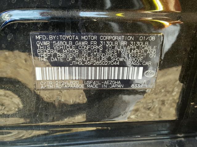 JTHGL46F285027044 - 2008 LEXUS LS 460L BLACK photo 10