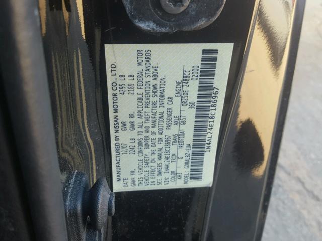 1N4AL24E18C186967 - 2008 NISSAN ALTIMA 2.5 BLACK photo 10