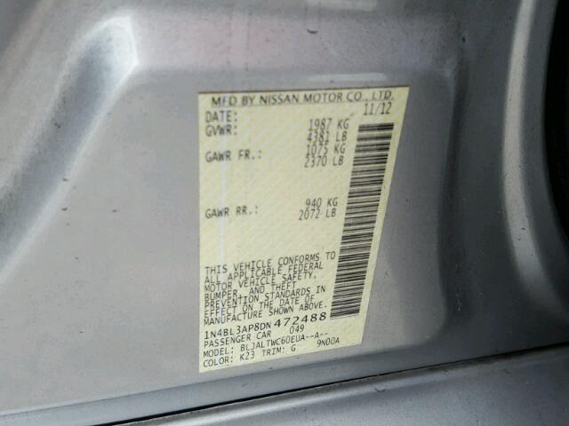 1N4BL3AP8DN472488 - 2013 NISSAN ALTIMA 3.5 SILVER photo 10