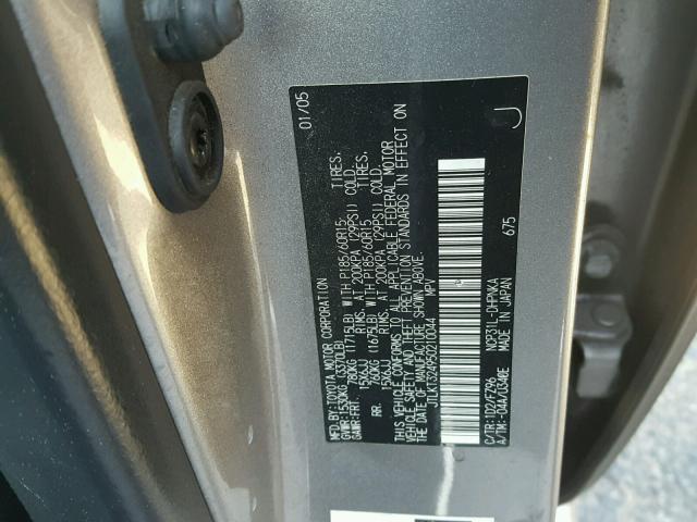 JTLKT324950210044 - 2005 TOYOTA SCION XB GRAY photo 10