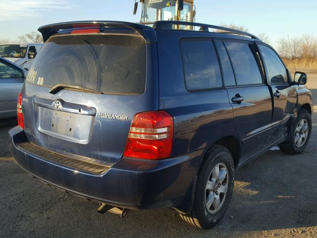 JTEGD21A730051338 - 2003 TOYOTA HIGHLANDER BLUE photo 4