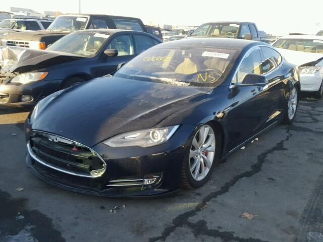 5YJSA1H17EFP32191 - 2014 TESLA MODEL S BLUE photo 2