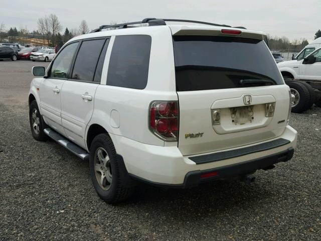 2HKYF186X7H518355 - 2007 HONDA PILOT EXL WHITE photo 3