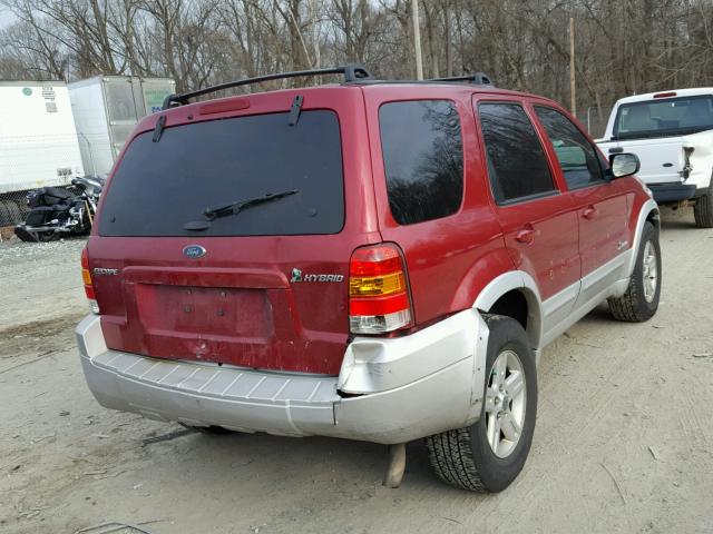 1FMCU96H55KD54655 - 2005 FORD ESCAPE HEV BURGUNDY photo 4