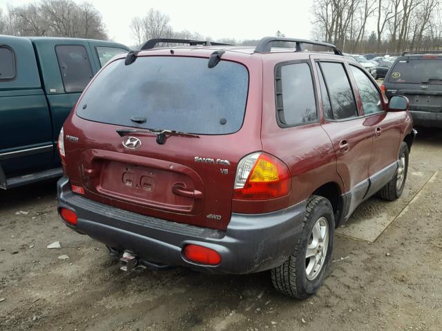 KM8SC73D24U842128 - 2004 HYUNDAI SANTA FE G MAROON photo 4