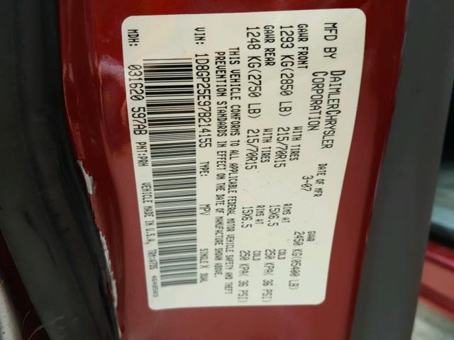 1D8GP25E97B214155 - 2007 DODGE CARAVAN SE RED photo 10