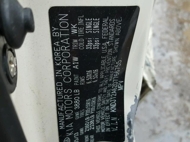 KNDJT2A62D7766755 - 2013 KIA SOUL + CREAM photo 10