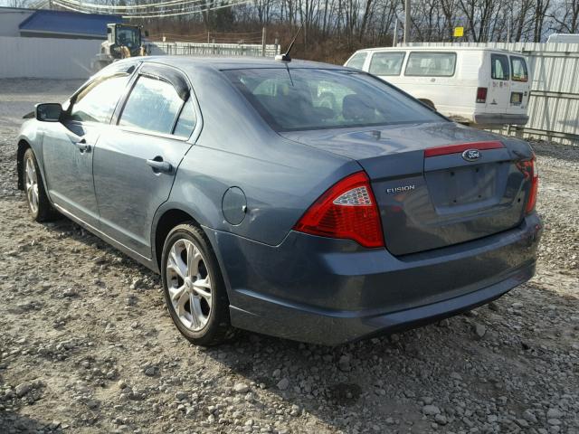 3FAHP0HA2CR432207 - 2012 FORD FUSION SE BLUE photo 3