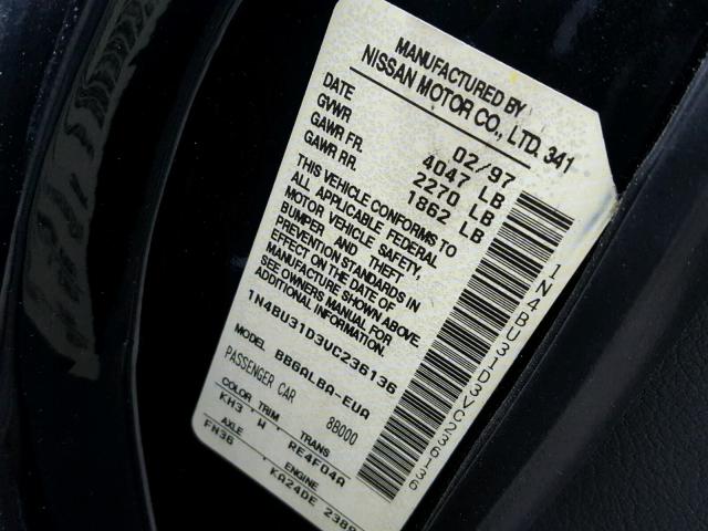 1N4BU31D3VC236136 - 1997 NISSAN ALTIMA XE BLACK photo 10