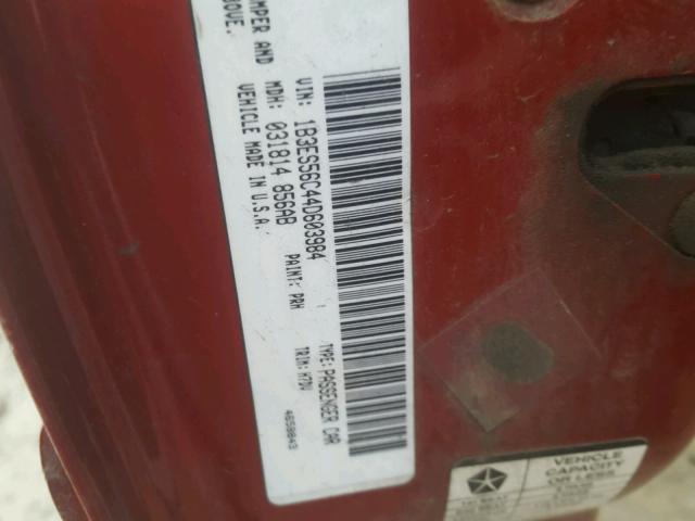 1B3ES56C44D603984 - 2004 DODGE NEON SXT RED photo 10