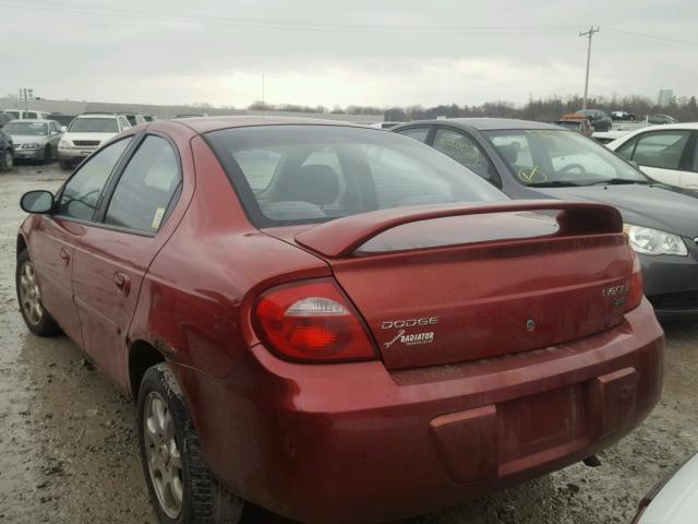 1B3ES56C44D603984 - 2004 DODGE NEON SXT RED photo 3