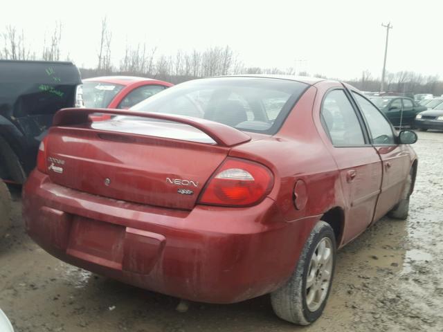 1B3ES56C44D603984 - 2004 DODGE NEON SXT RED photo 4