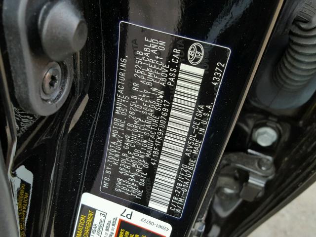 4T1BF1FK9FU076917 - 2015 TOYOTA CAMRY LE 黑色 照片 10