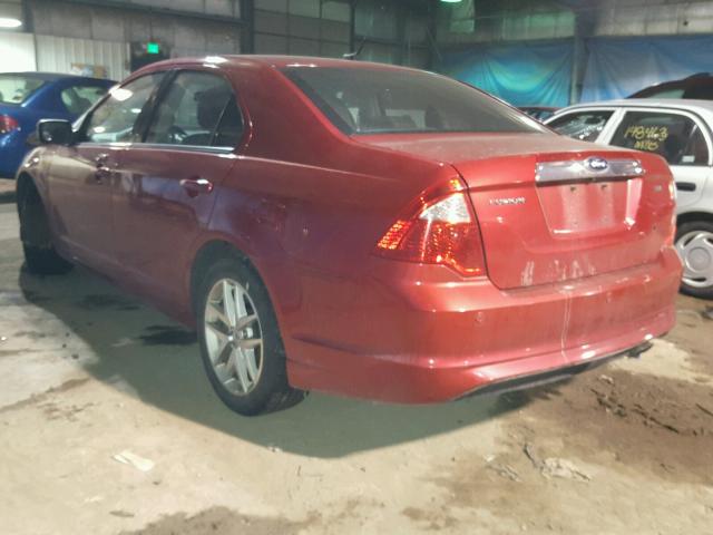 3FAHP0JAXCR223629 - 2012 FORD FUSION SEL RED photo 3