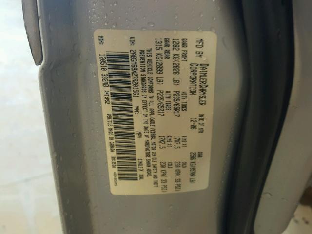 2A8GM68X27R201561 - 2007 CHRYSLER PACIFICA T SILVER photo 10