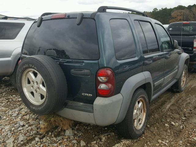 1J4GL48595W583275 - 2005 JEEP LIBERTY SP GREEN photo 4