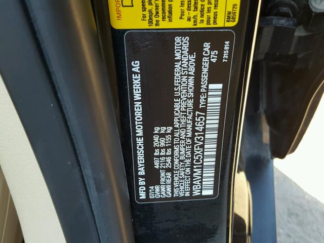 WBAVM1C5XFV314657 - 2015 BMW X1 SDRIVE2 Czarny zdjęcie 10