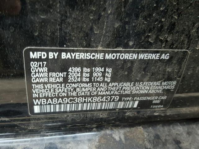 WBA8A9C38HK864379 - 2017 BMW 320 I BLACK photo 10