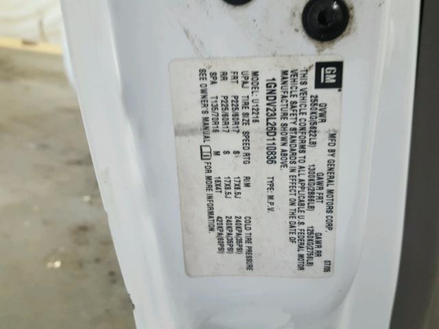 1GNDV23L26D110836 - 2006 CHEVROLET UPLANDER L 白色 照片 10