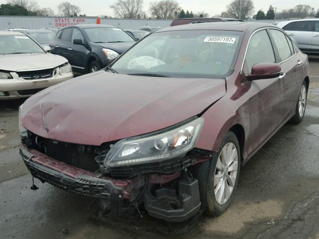 1HGCR2F8XDA009883 - 2013 HONDA ACCORD EXL BURGUNDY photo 2