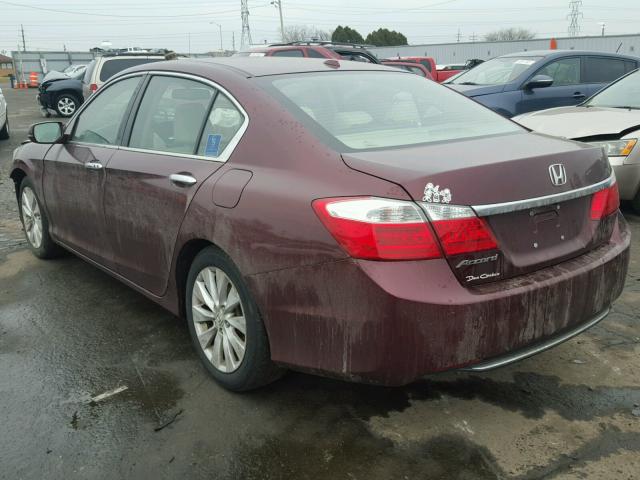 1HGCR2F8XDA009883 - 2013 HONDA ACCORD EXL BURGUNDY photo 3