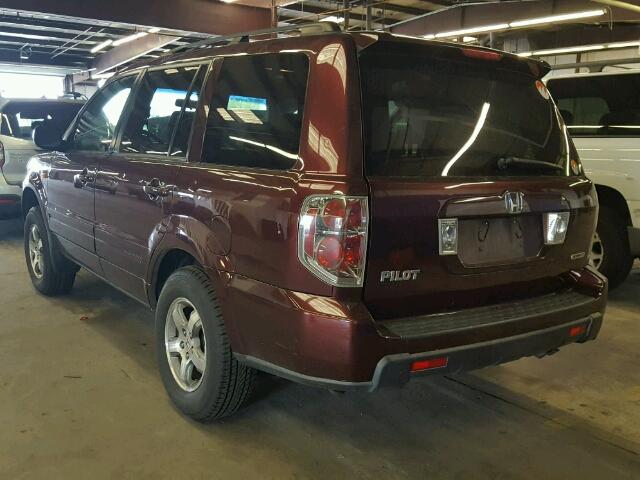 5FNYF18487B024007 - 2007 HONDA PILOT EX MAROON photo 3