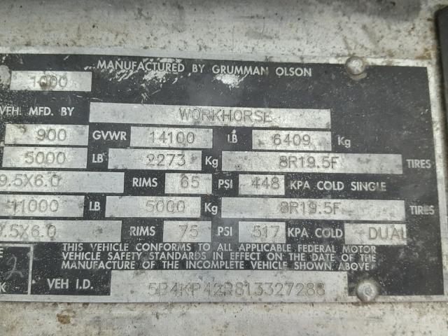 5B4KP42R813327288 - 2001 WORKHORSE CUSTOM CHASSIS COMMERCIAL 白色 照片 10