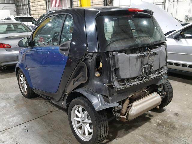 WMEEJ31X69K210590 - 2009 SMART FORTWO PUR BLUE photo 3