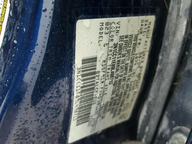 3N1CC11E89L498715 - 2009 NISSAN VERSA S BLUE photo 10