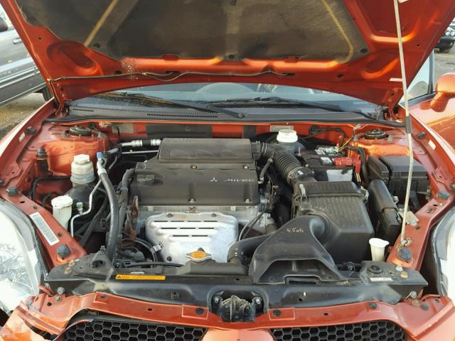 4A3AK24F27E011178 - 2007 MITSUBISHI ECLIPSE GS ORANGE photo 7