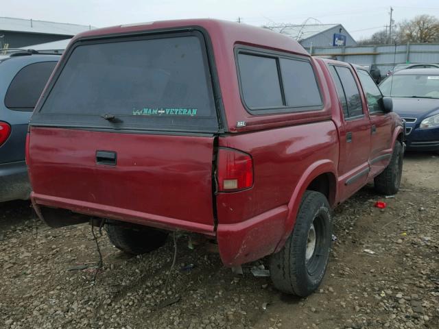 1GCDT13W21K233320 - 2001 CHEVROLET S TRUCK S1 RED photo 4