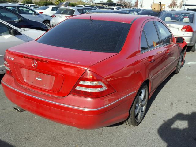 WDBRF52H56F743182 - 2006 MERCEDES-BENZ C GENERATI RED photo 4