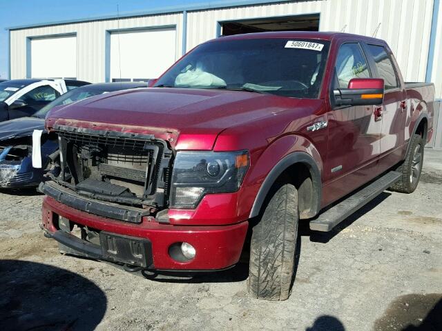 1FTFW1ET7DFB27364 - 2013 FORD F150 SUPER RED photo 2