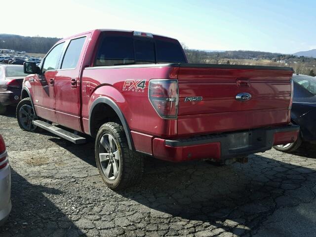 1FTFW1ET7DFB27364 - 2013 FORD F150 SUPER RED photo 3