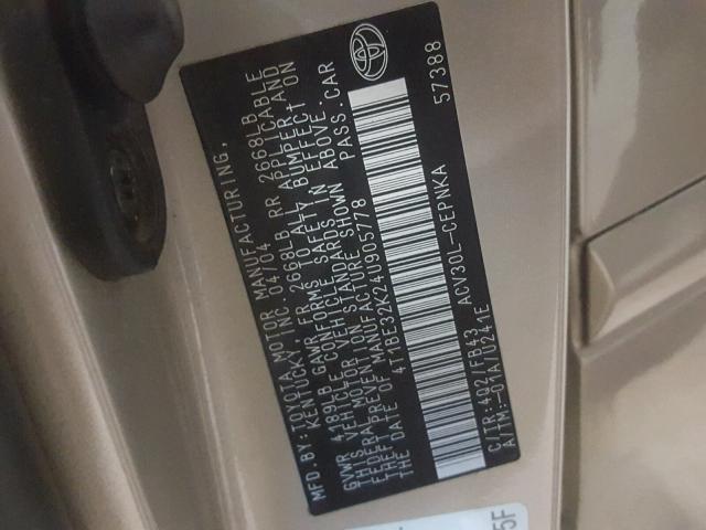 4T1BE32K24U905778 - 2004 TOYOTA CAMRY LE TAN photo 10