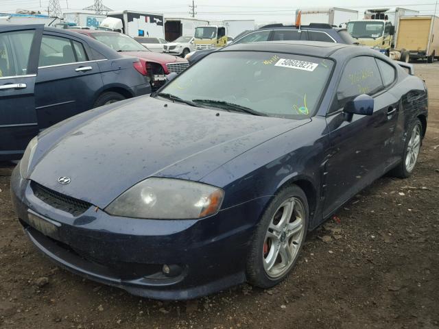 KMHHN65F36U215292 - 2006 HYUNDAI TIBURON GT BLUE photo 2